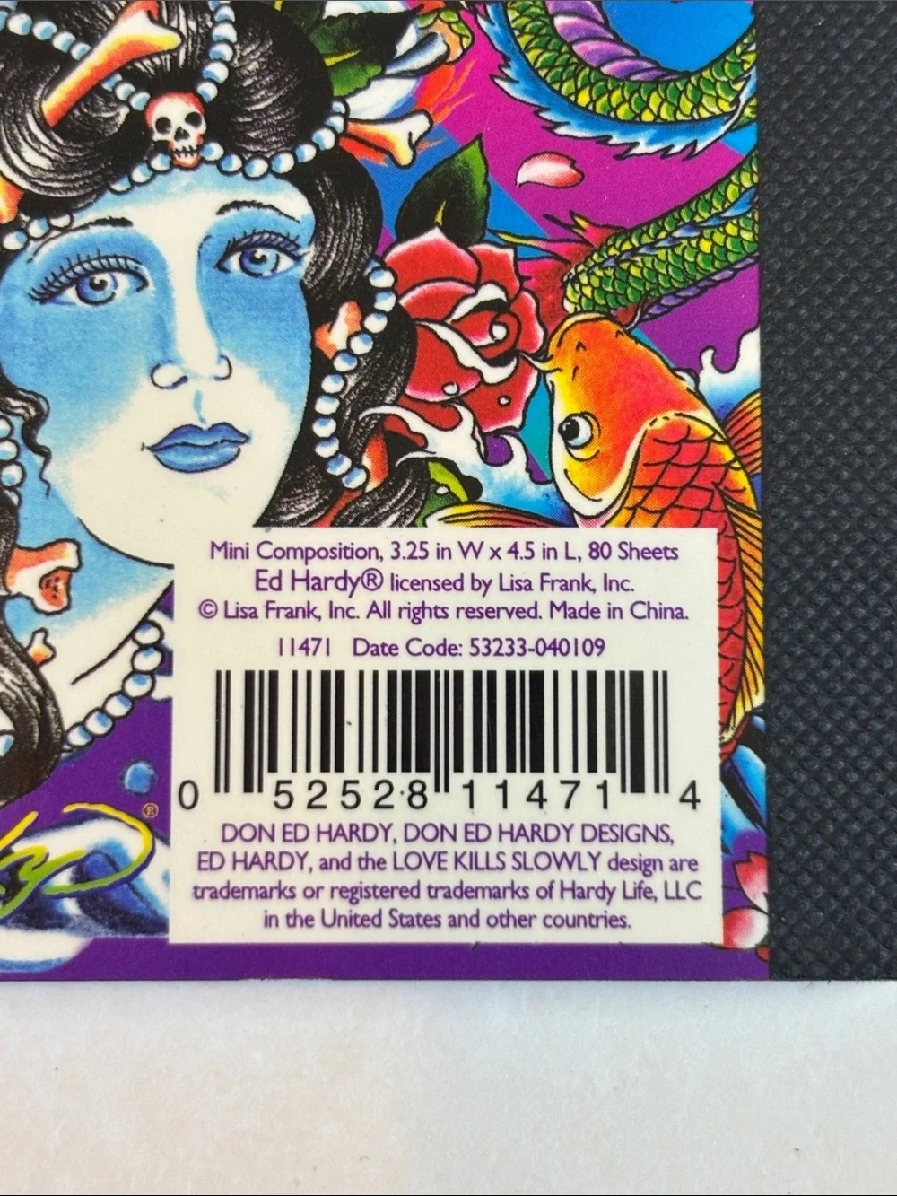 Rare Ed Hardy x Lisa Frank Mini Composition Notebook Skull Geisha Dragon Tiger